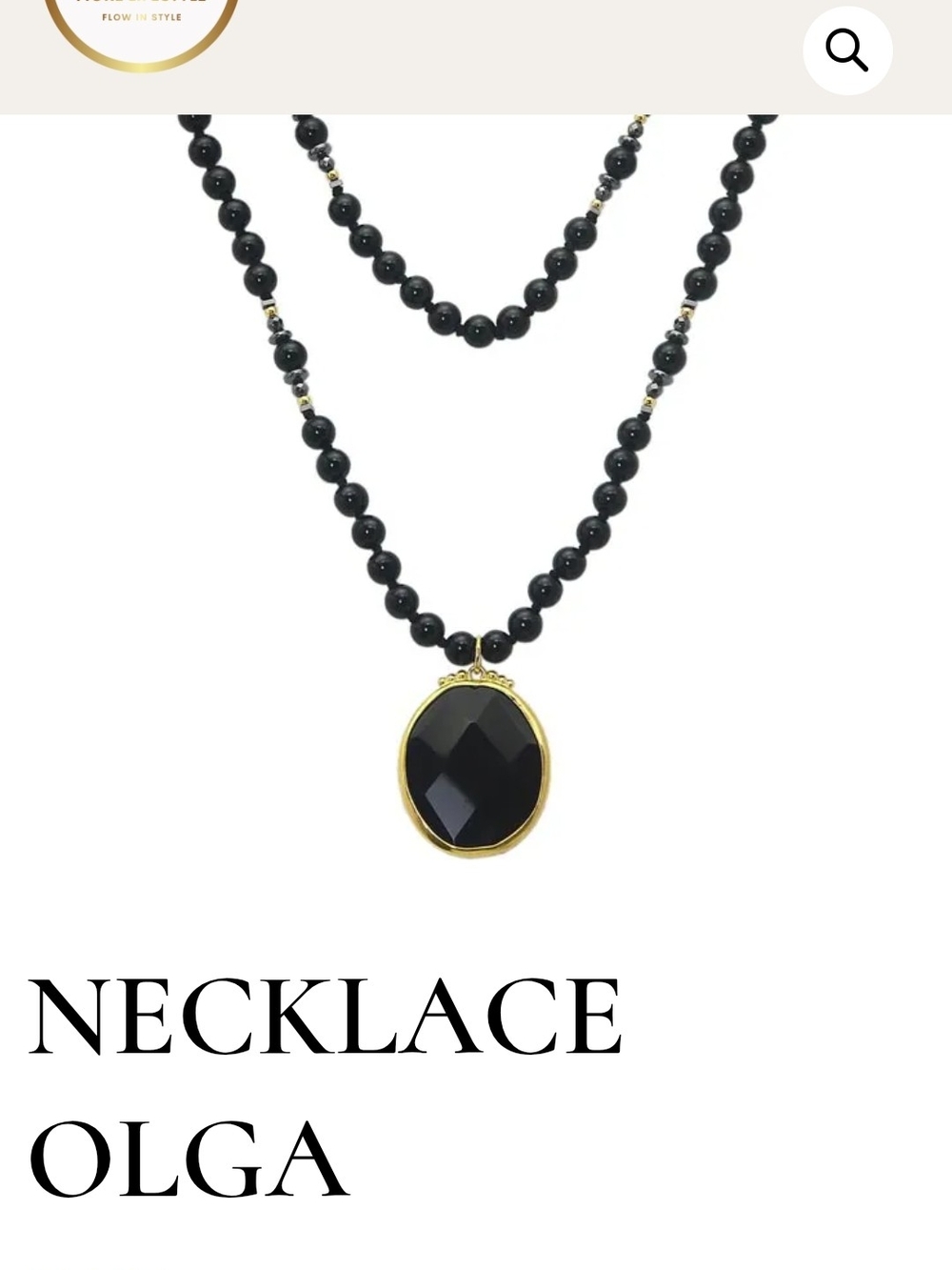 Olga Black Beaded Pendant Necklace - Elegant Women's Jewelry